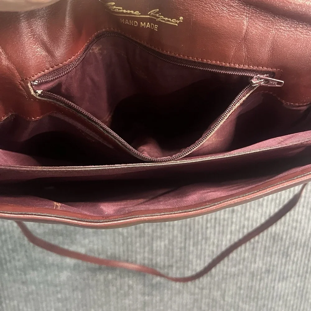 Vintage Etienne Aigner Oxblood Leather Shoulder Bag Clutch 70s Handmade Burgundy